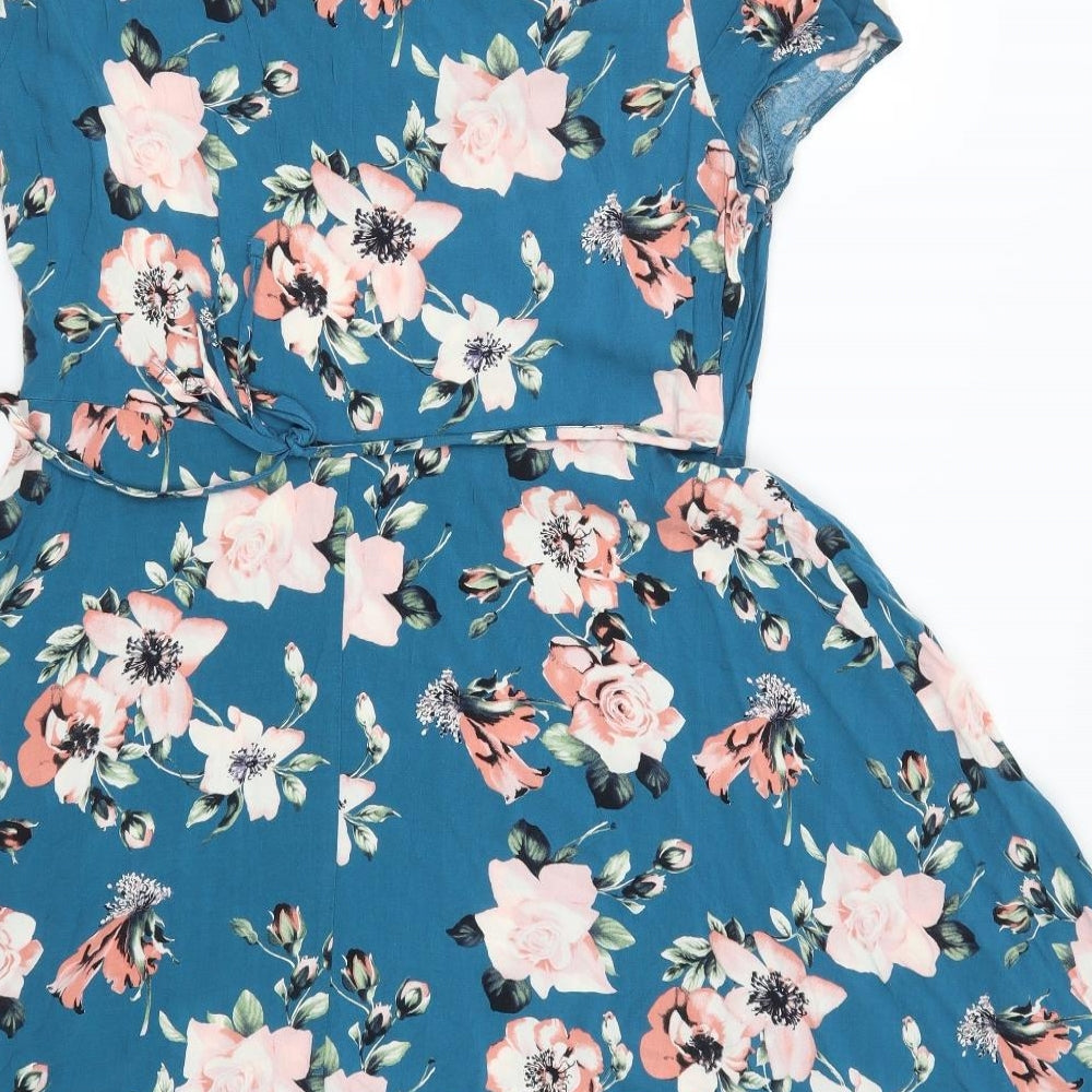 Billie & Blossom Womens Blue Floral  Skater Dress  Size 16
