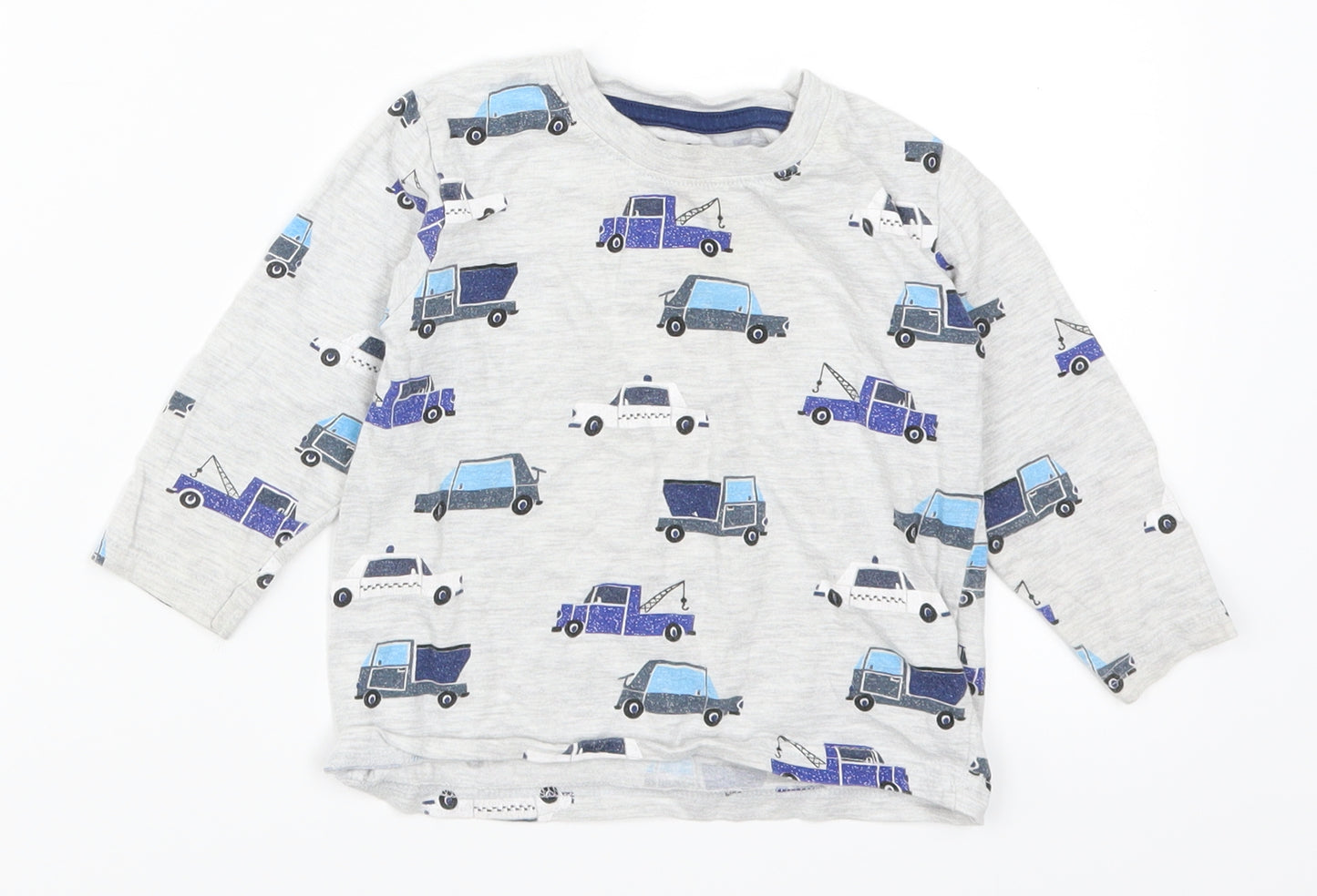 Primark Boys Grey   Basic T-Shirt Size 18-24 Months  - Cars and Trucks
