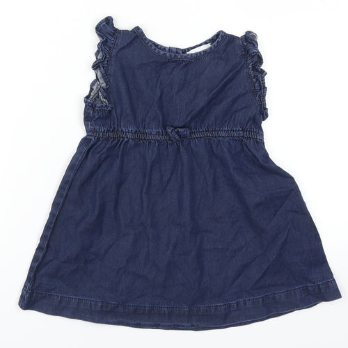 Essential Girls Blue  Denim Skater Dress  Size 2 Years