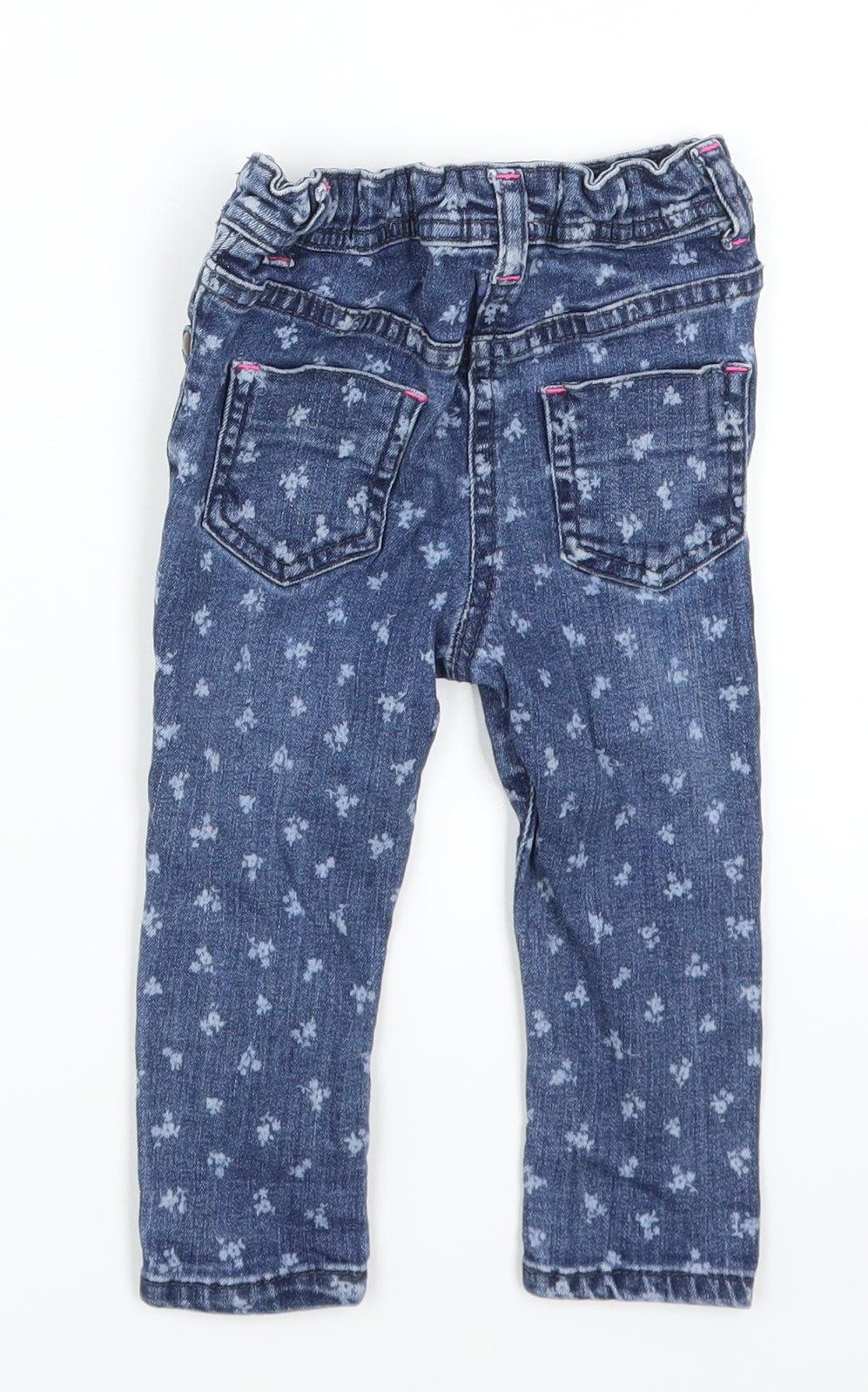 George Girls Blue Floral Denim Capri Jeans Size 12-18 Months