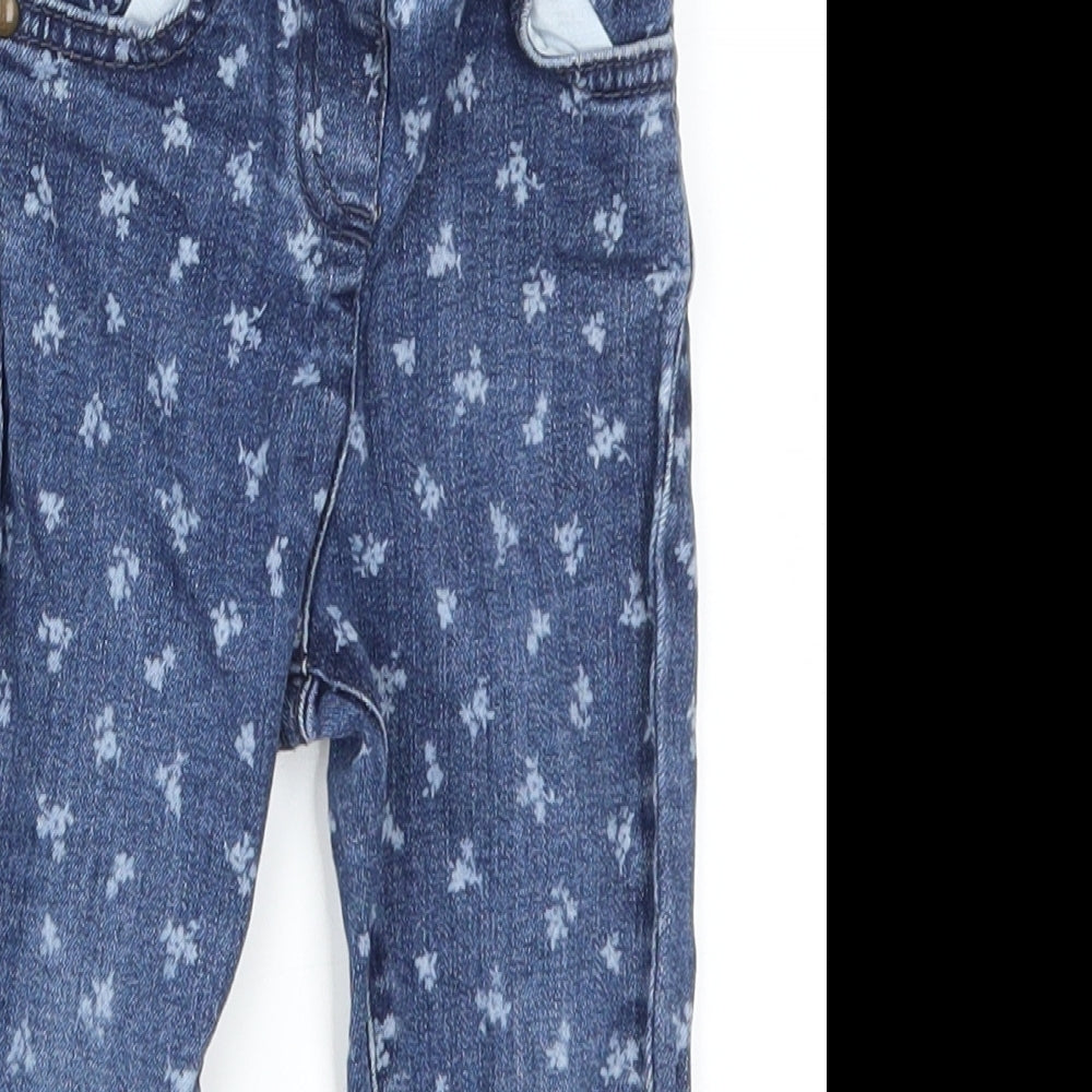 George Girls Blue Floral Denim Capri Jeans Size 12-18 Months