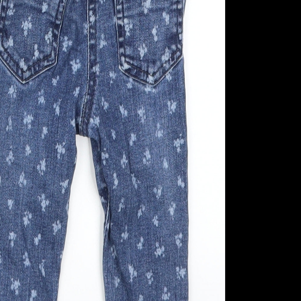 George Girls Blue Floral Denim Capri Jeans Size 12-18 Months