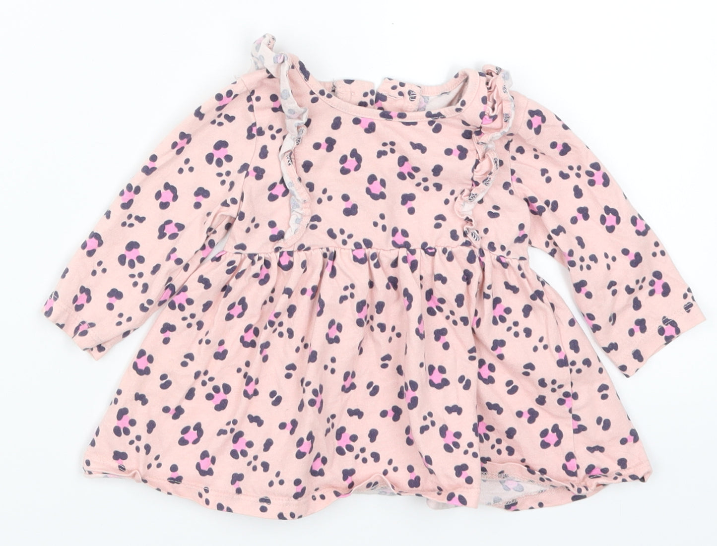 Matalan Girls Pink Animal Print  Skater Dress  Size 3-6 Months
