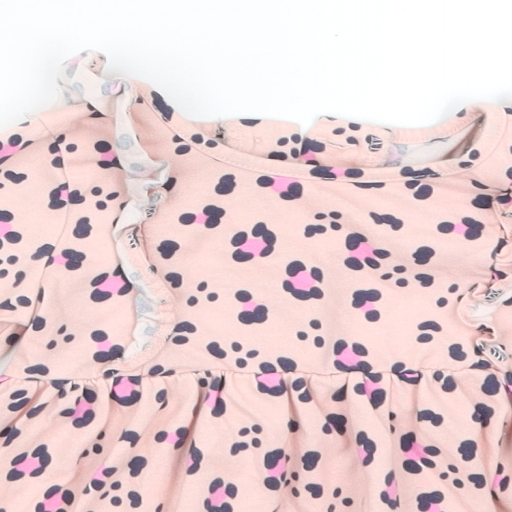 Matalan Girls Pink Animal Print  Skater Dress  Size 3-6 Months