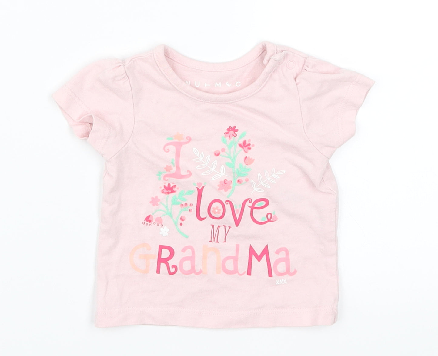 Nutmeg Girls Pink   Basic T-Shirt Size Newborn  - I Love My Grandma