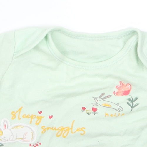 Nutmeg Girls Green   Basic T-Shirt Size 3-6 Months  - Sleepy Snuggles Bunny