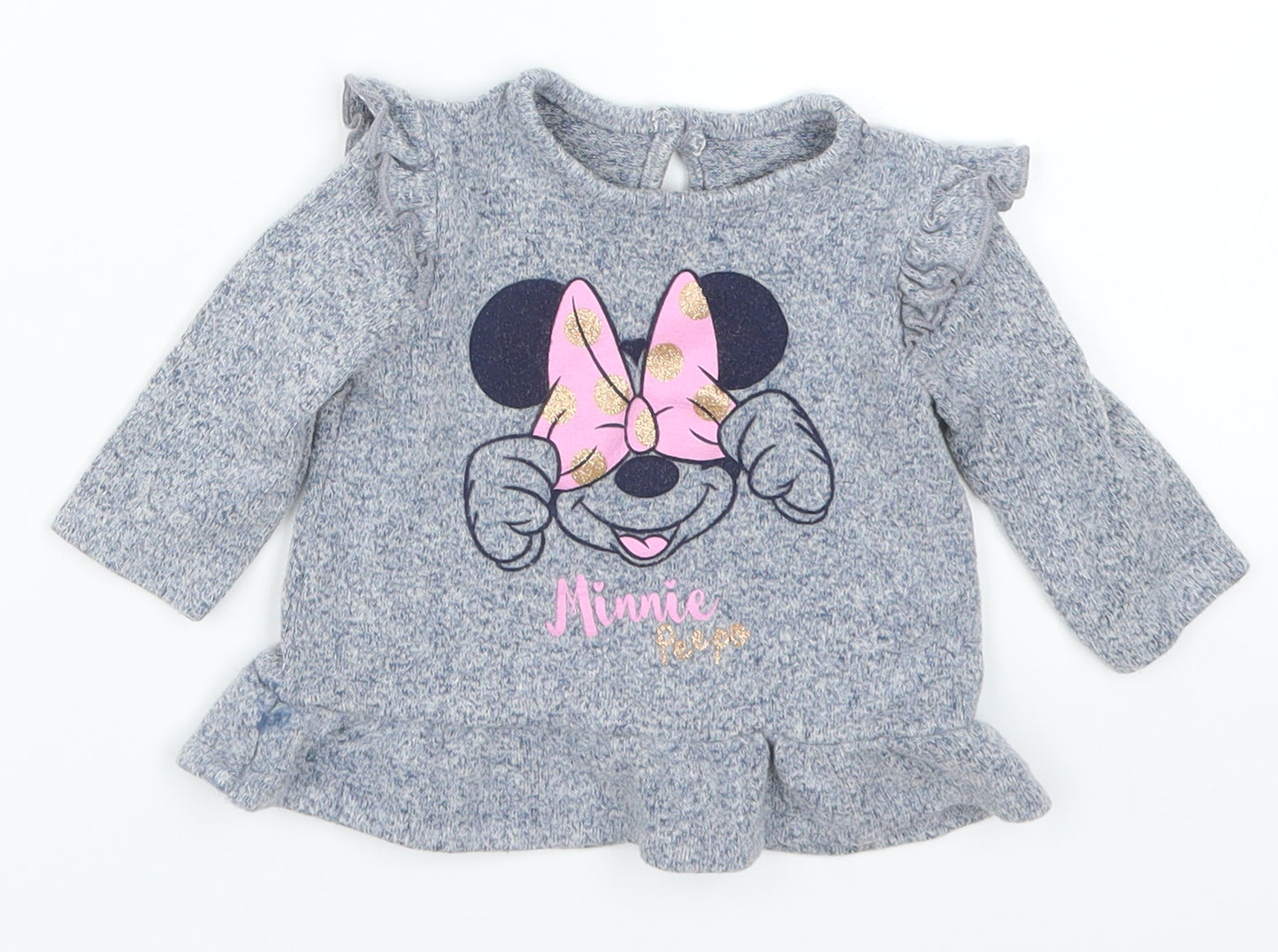 George Girls Blue   Basic T-Shirt Size 0-3 Months  - Minnie Mouse