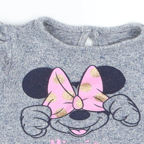 George Girls Blue   Basic T-Shirt Size 0-3 Months  - Minnie Mouse
