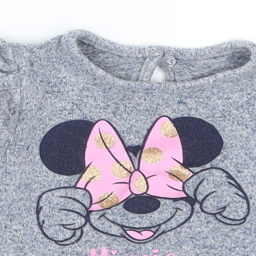 George Girls Blue   Basic T-Shirt Size 0-3 Months  - Minnie Mouse