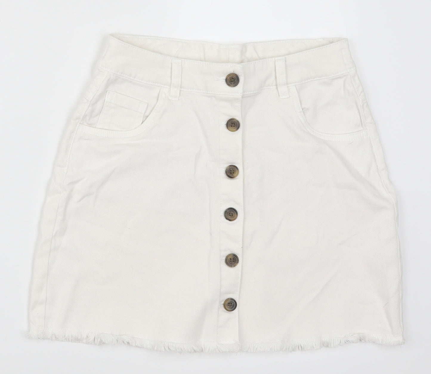 F&F Girls White  Denim A-Line Skirt Size 13-14 Years