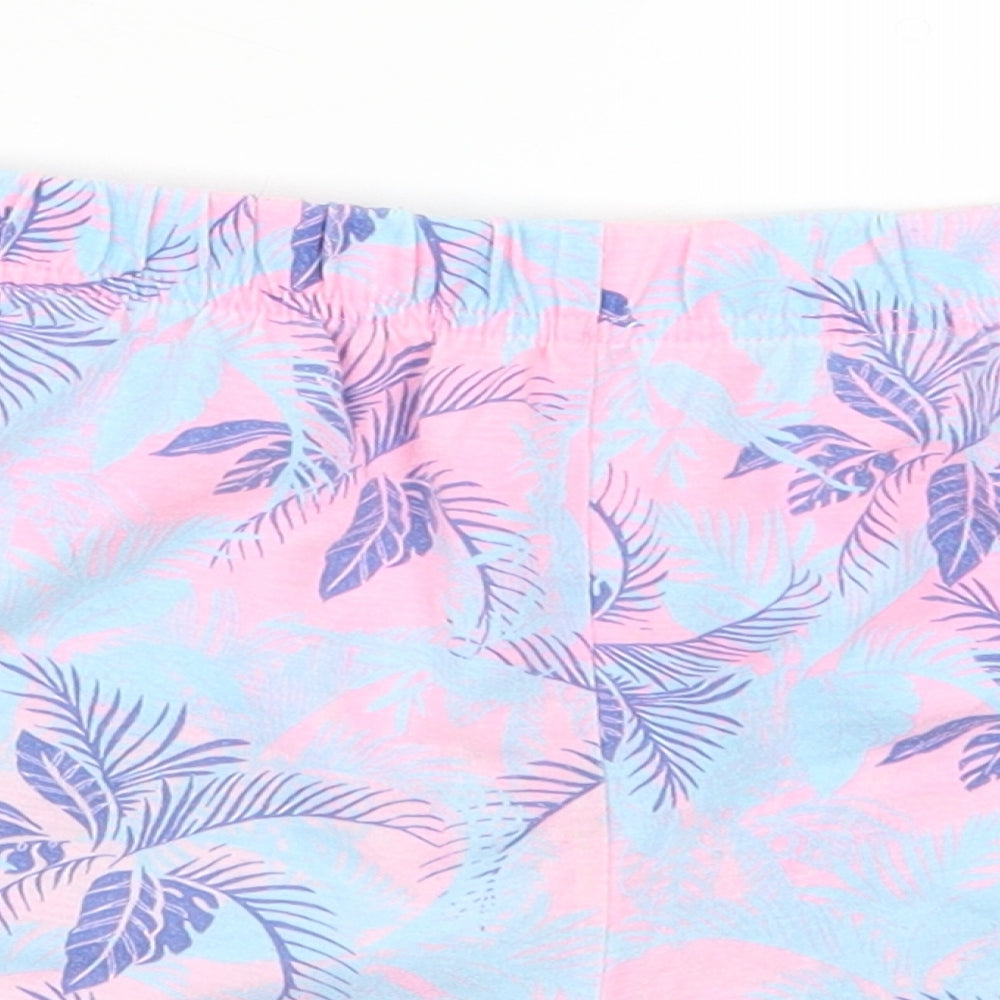 Matalan Womens Pink Floral  Hot Pants Shorts Size M - Blue Palm Tree Print