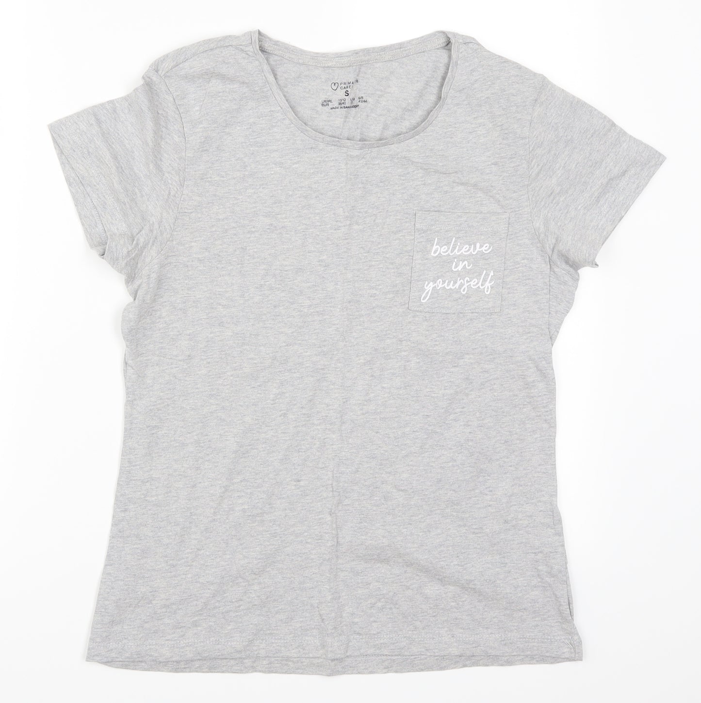 Primark Womens Grey Solid  Top Pyjama Top Size 10  - Believe in Yourself