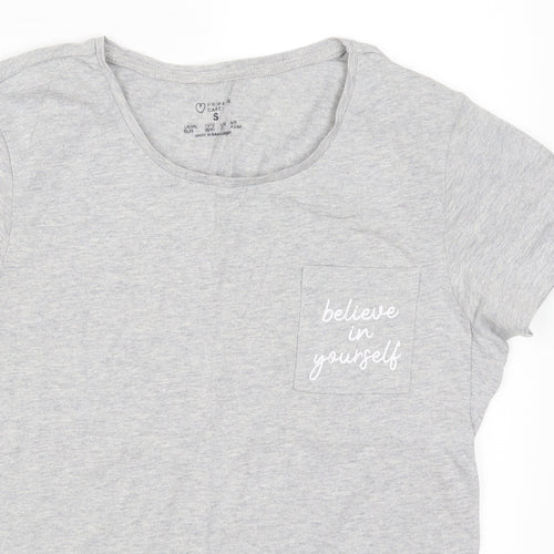 Primark Womens Grey Solid  Top Pyjama Top Size 10  - Believe in Yourself