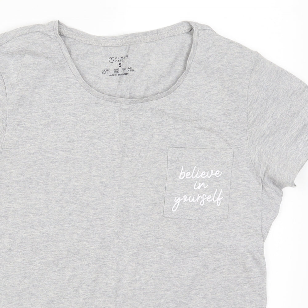 Primark Womens Grey Solid  Top Pyjama Top Size 10  - Believe in Yourself
