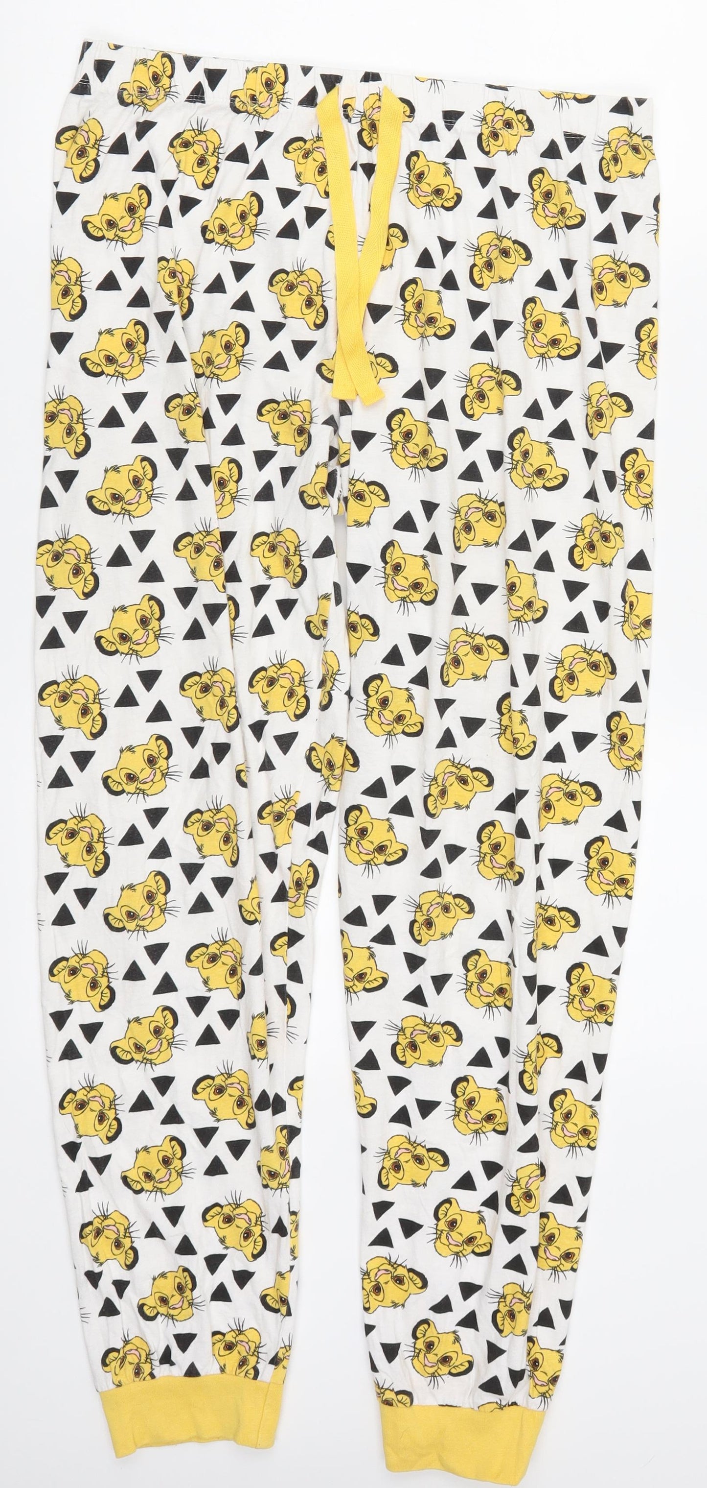 Primark Womens Yellow Geometric  Sweatpants Trousers Size 10 L28 in - Lion King Loungewear