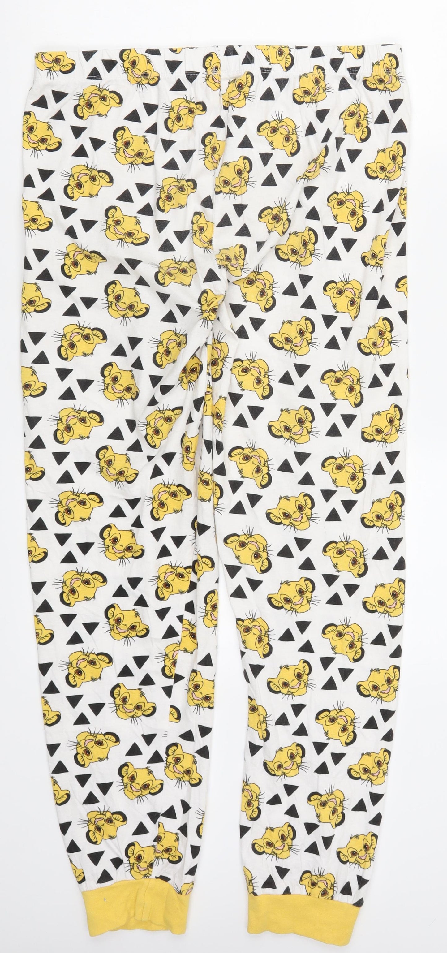 Primark Womens Yellow Geometric  Sweatpants Trousers Size 10 L28 in - Lion King Loungewear