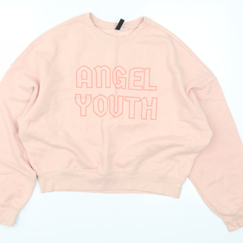 H&M Womens Pink   Pullover Sweatshirt Size S  - Angel Youth