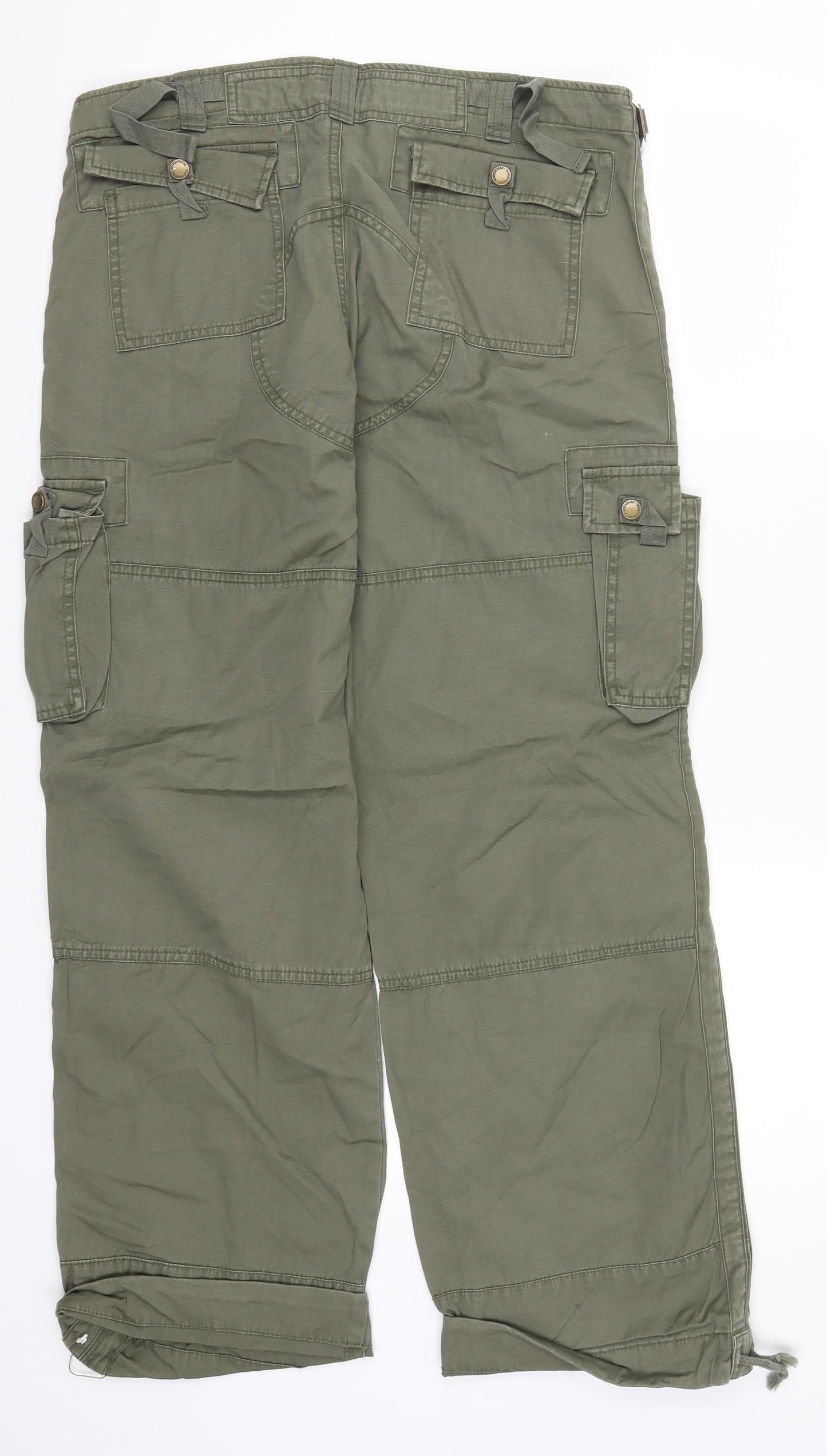 Warehouse Womens Green   Cargo Trousers Size 14 L29 in