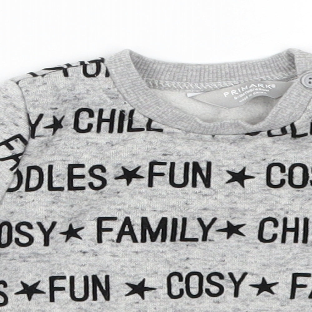 Primark Baby Grey   Basic T-Shirt Size 0-3 Months  - Family Fun Cosy Chill Cuddles