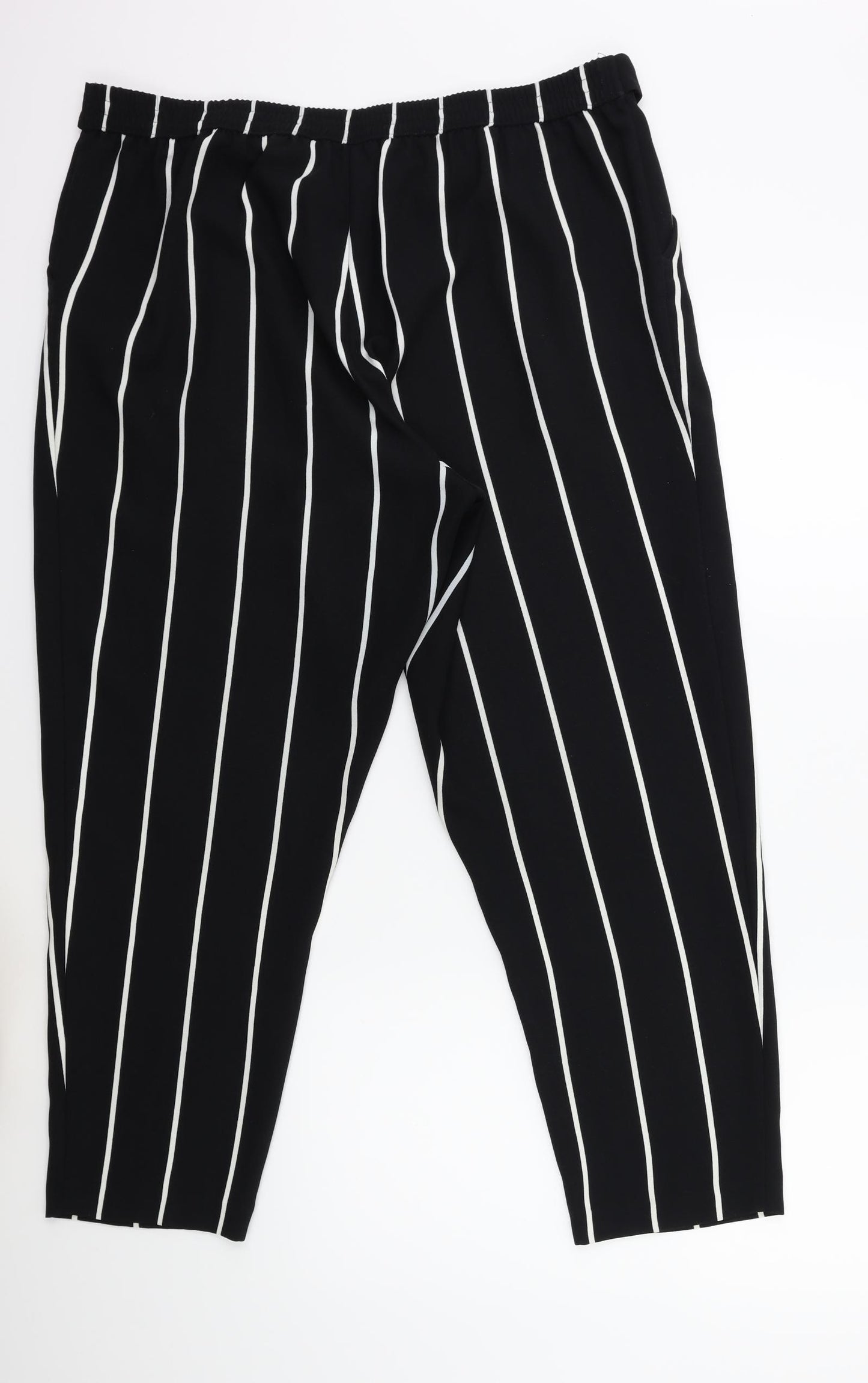 F&F Womens Black Striped  Trousers  Size 16 L27 in