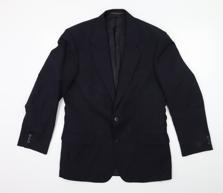 Marks and Spencer Mens Blue Striped  Jacket Suit Jacket Size 38