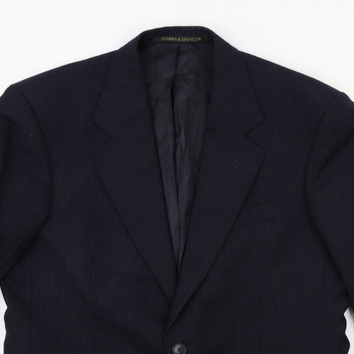 Marks and Spencer Mens Blue Striped  Jacket Suit Jacket Size 38