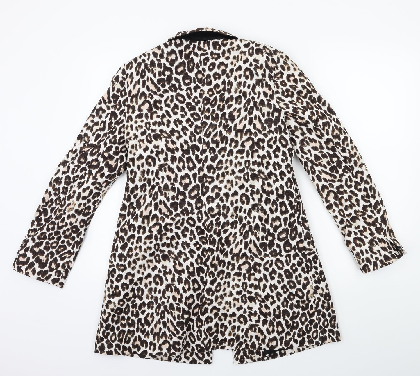 H&M Womens Brown Animal Print  Overcoat Coat Size 8