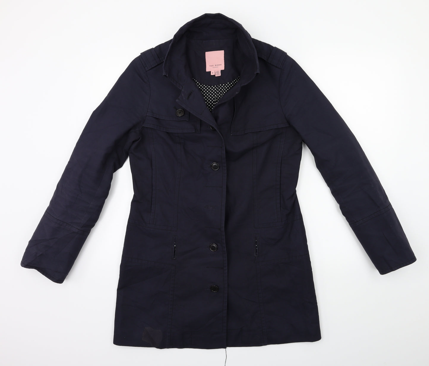 Ted Baker Womens Blue   Overcoat Coat Size M