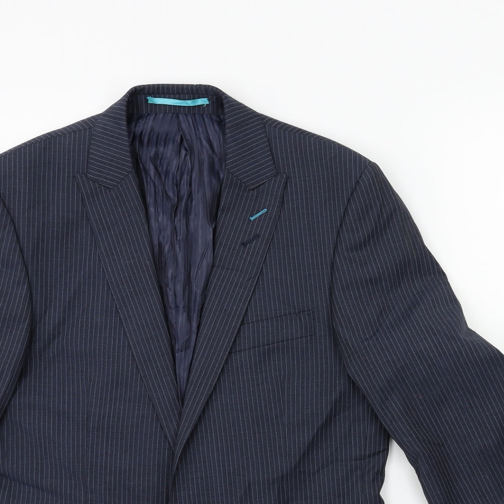 Urban Resistance Mens Blue Striped  Jacket Suit Jacket Size 36