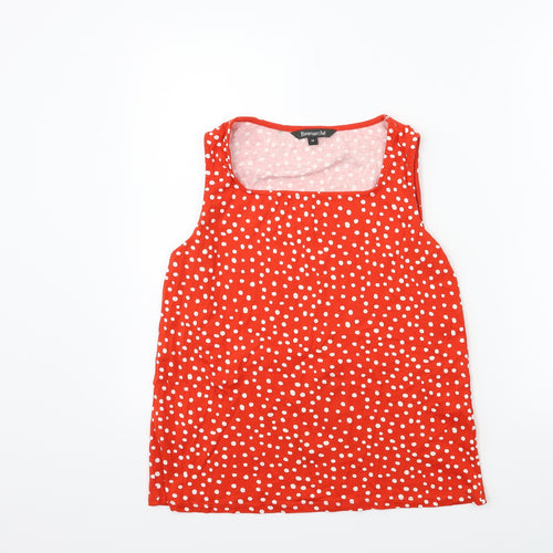 Bonmarché Womens Red Polka Dot  Basic Tank Size 14