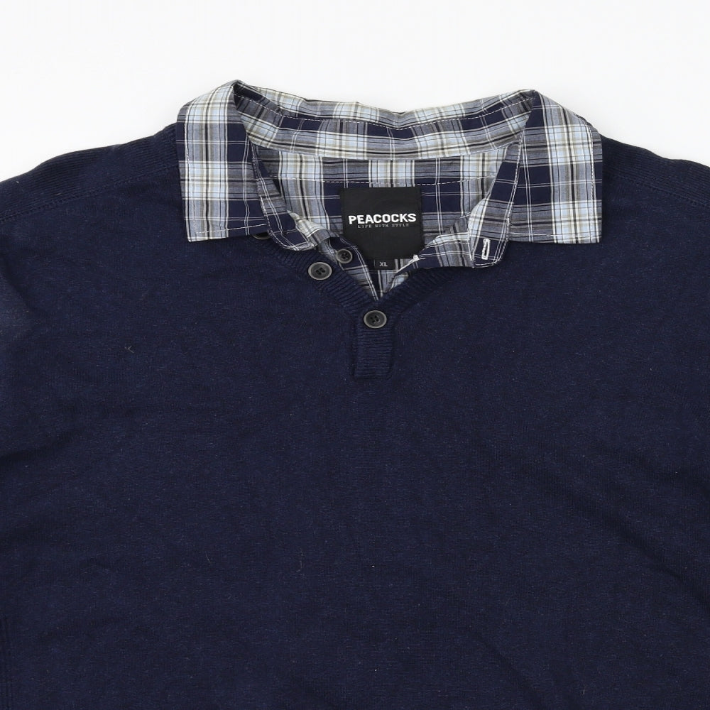 Peacocks Mens Blue  Knit Pullover Jumper Size XL