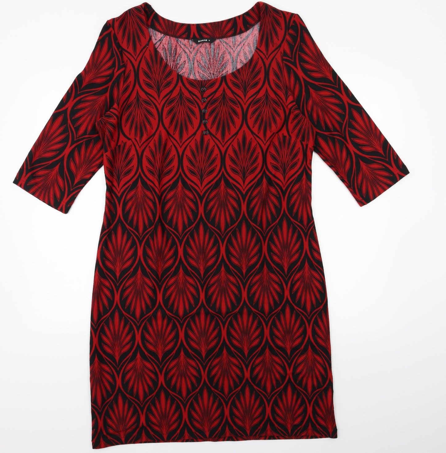 Roman Womens Red Floral  Jumper Dress  Size 16