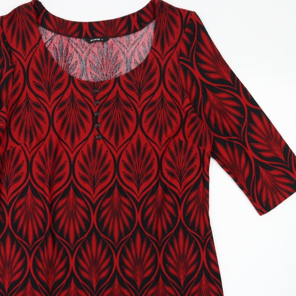 Roman Womens Red Floral  Jumper Dress  Size 16