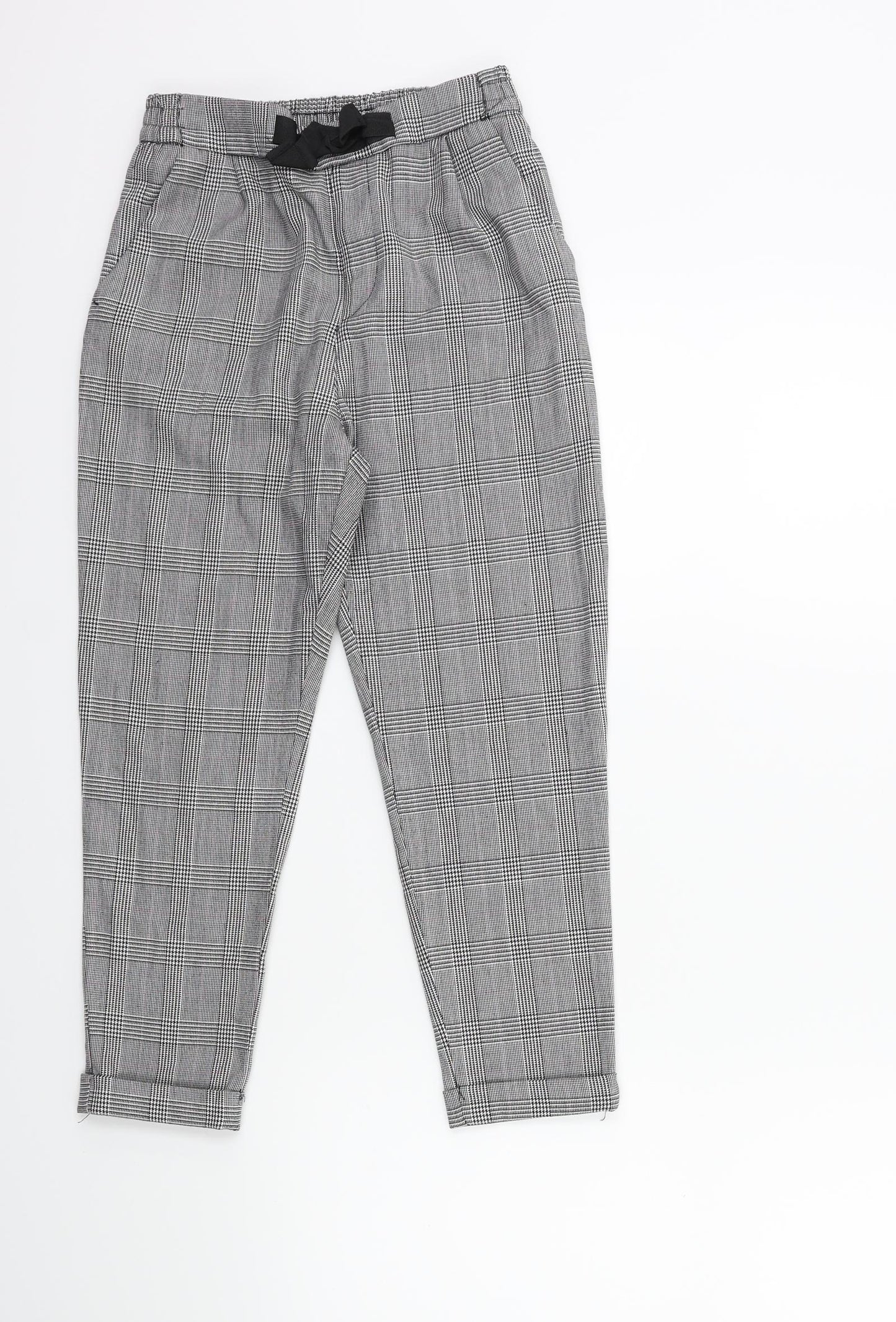 H&M Girls Grey Check   Trousers Size 9-10 Years