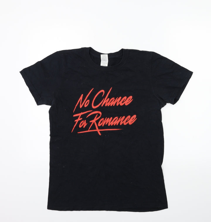 Gildan Womens Black Basic T-Shirt Size S - NO ROMANCE