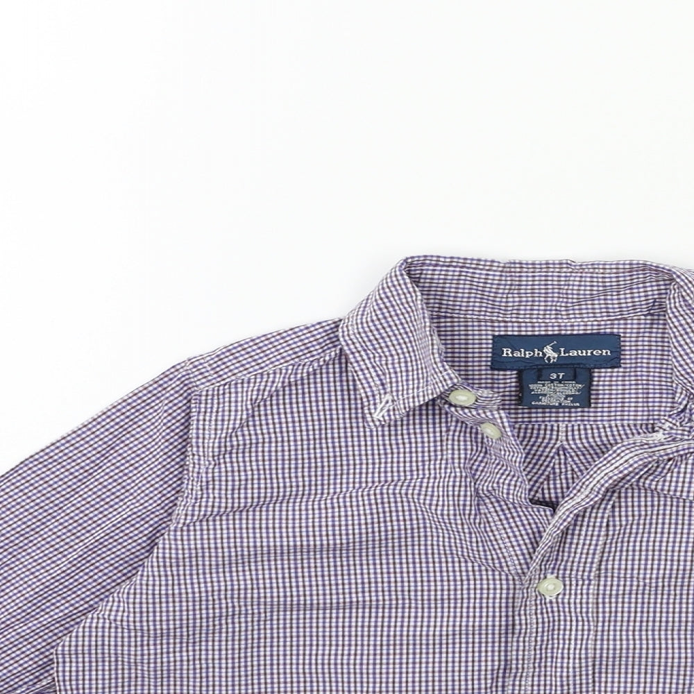 Ralph Lauren Boys Beige Check  Basic Button-Up Size 3 Years