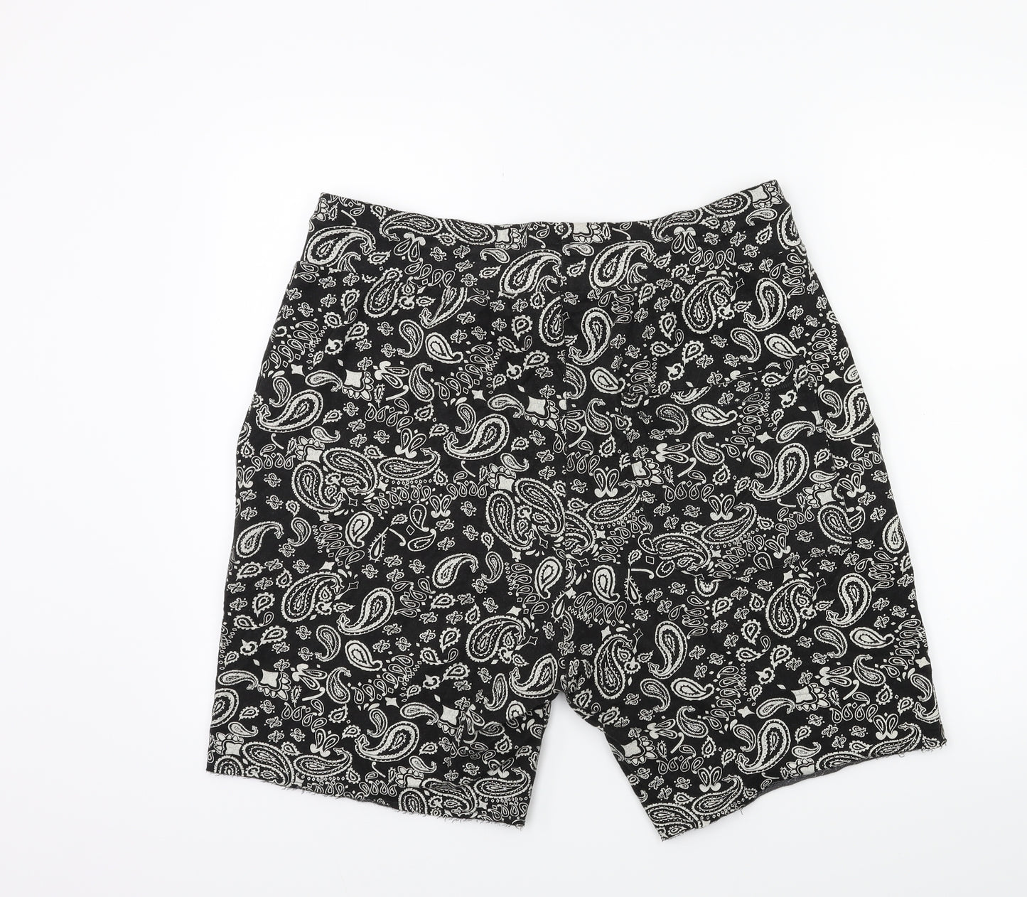 H&M Mens Black Paisley  Sweat Shorts Size L
