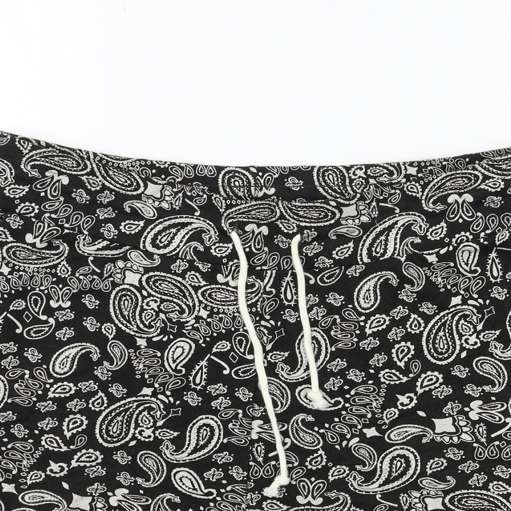 H&M Mens Black Paisley  Sweat Shorts Size L
