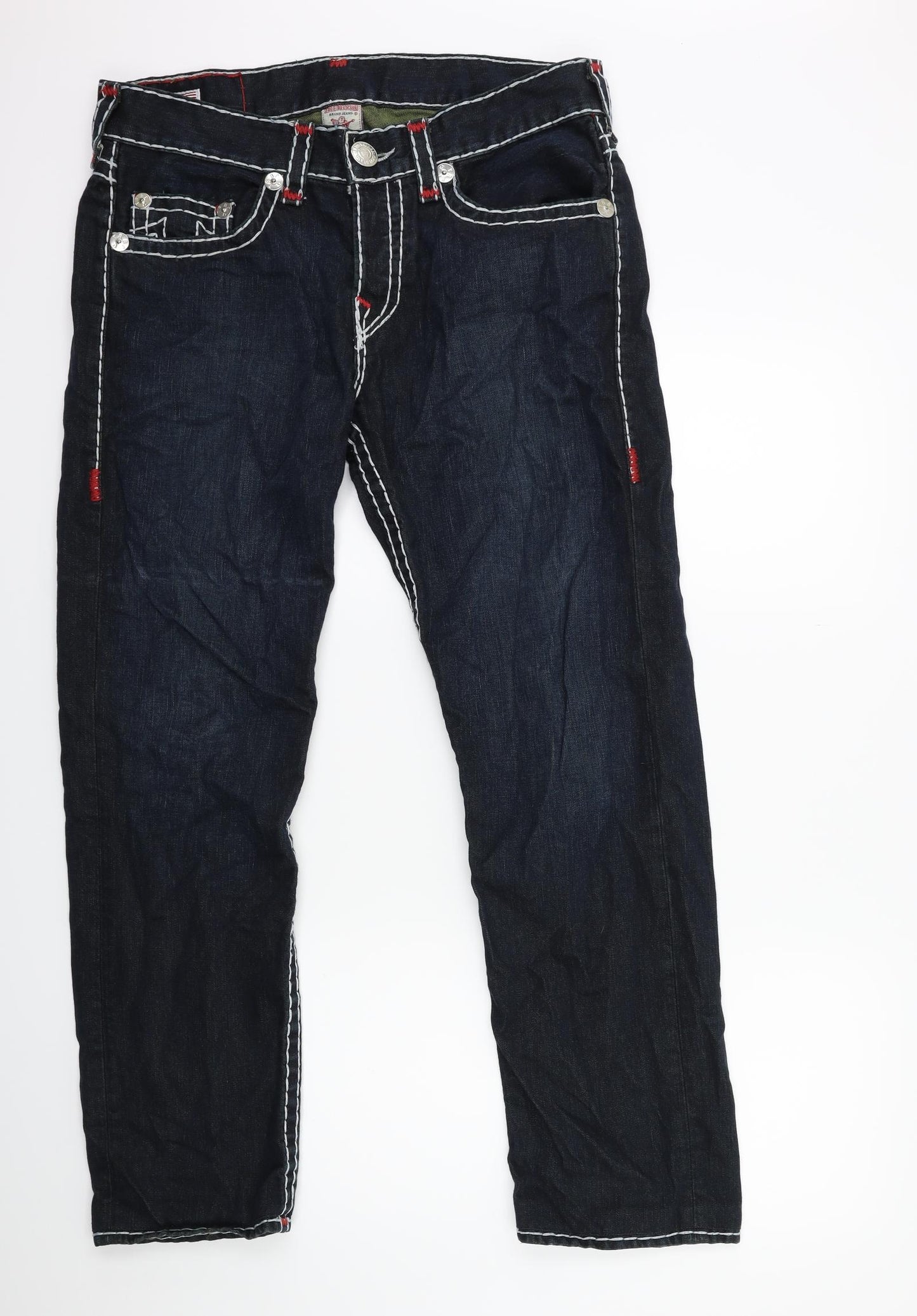True Religion Mens Blue  Denim Straight Jeans Size 34 in L30 in