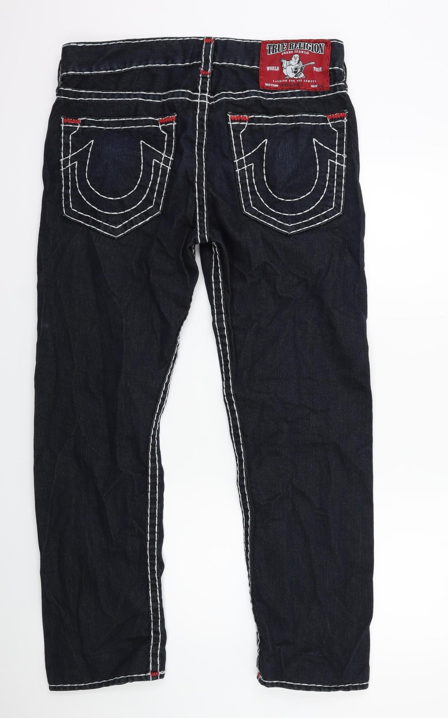 True Religion Mens Blue  Denim Straight Jeans Size 34 in L30 in