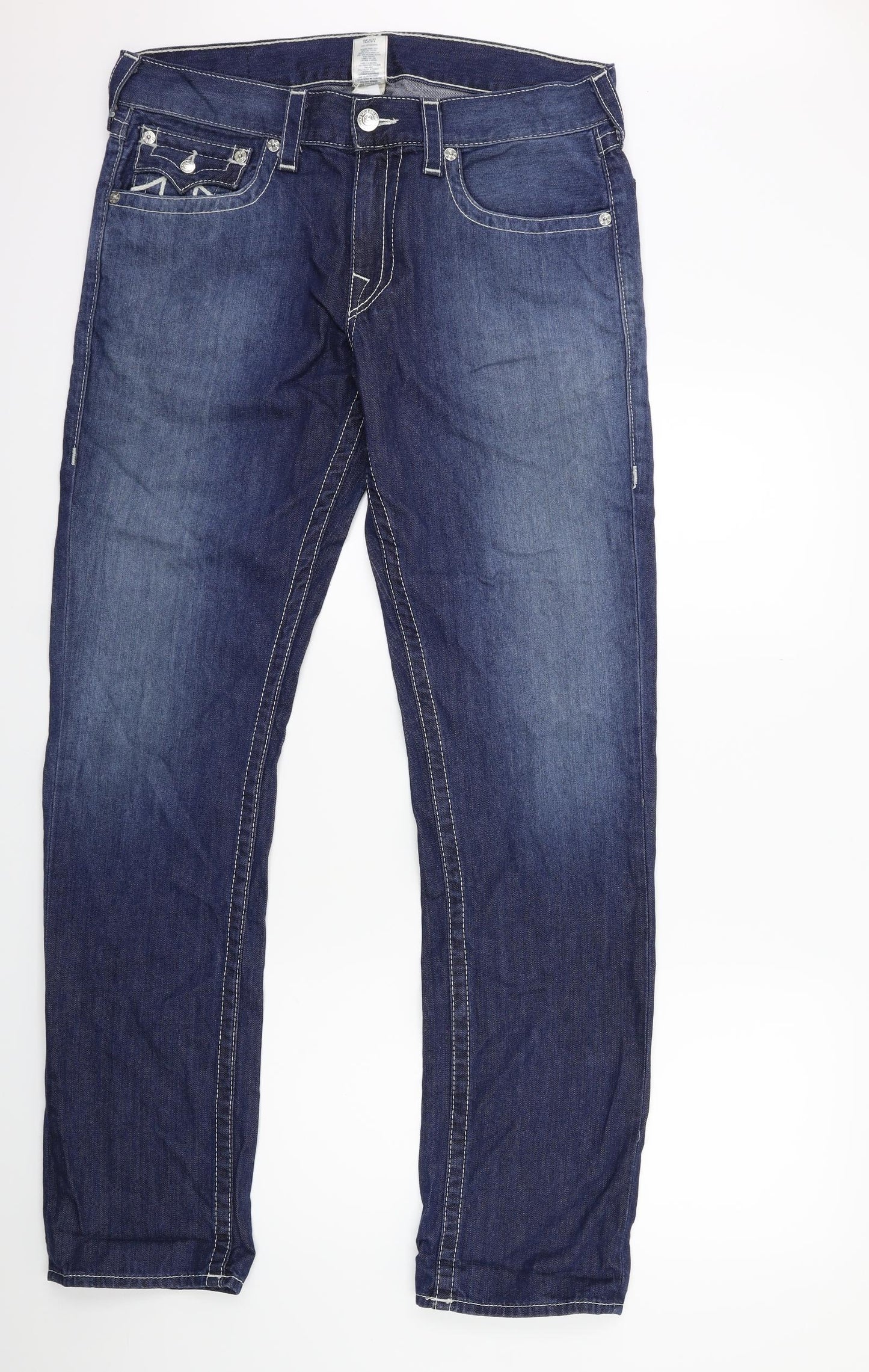 True Religion Mens Blue  Denim Straight Jeans Size 33 in L33 in