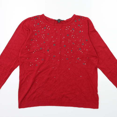 love knitwear Womens Red  Knit Pullover Jumper Size 14