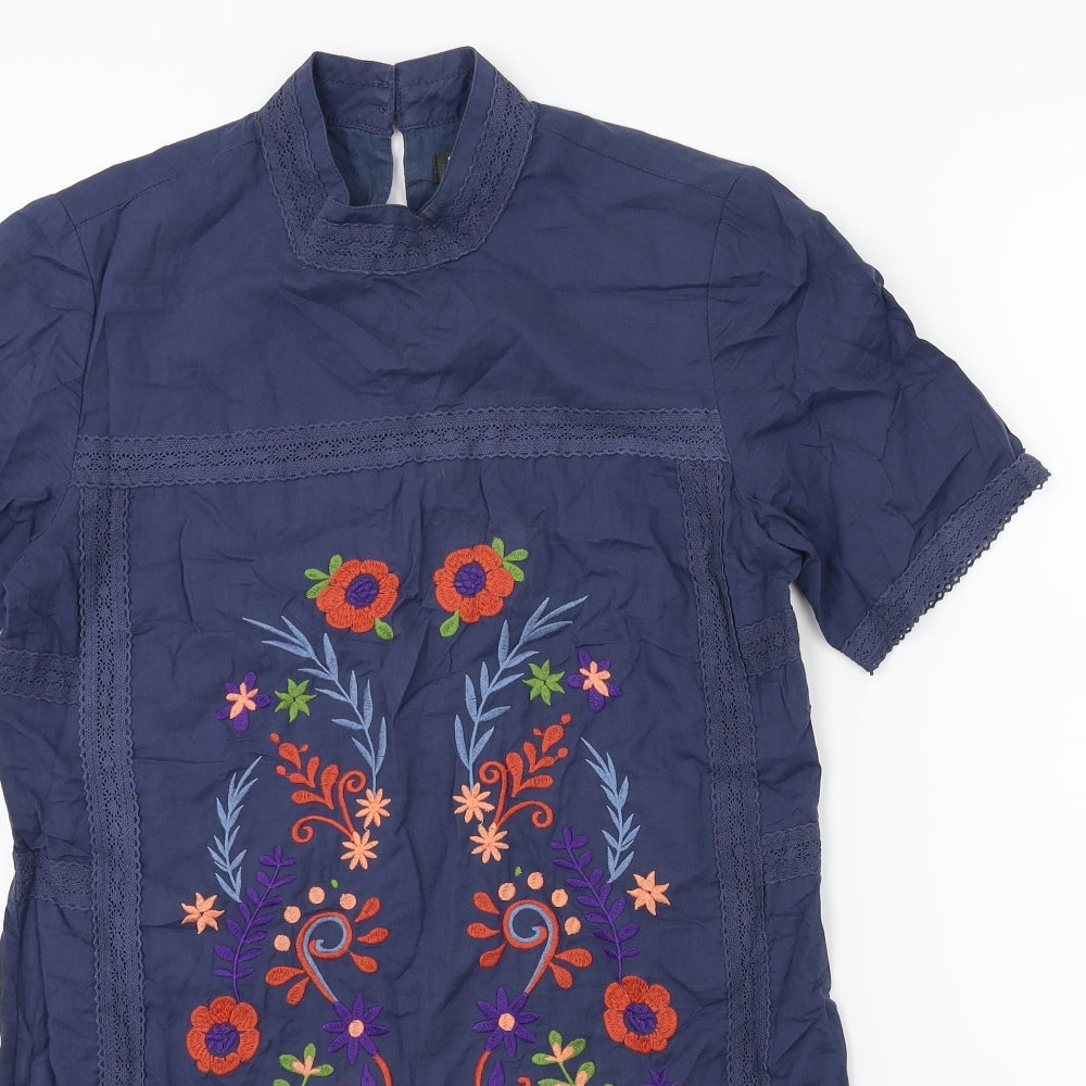Fashion Union Womens Blue Floral  Shift  Size 10