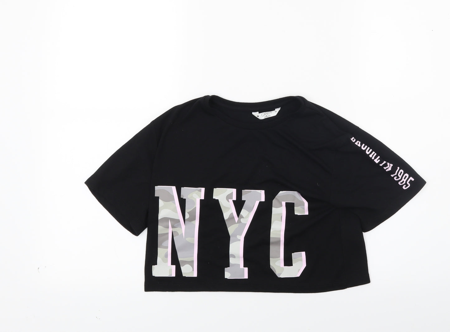 Candy Couture Girls Black   Cropped T-Shirt Size 10 Years  - NYC