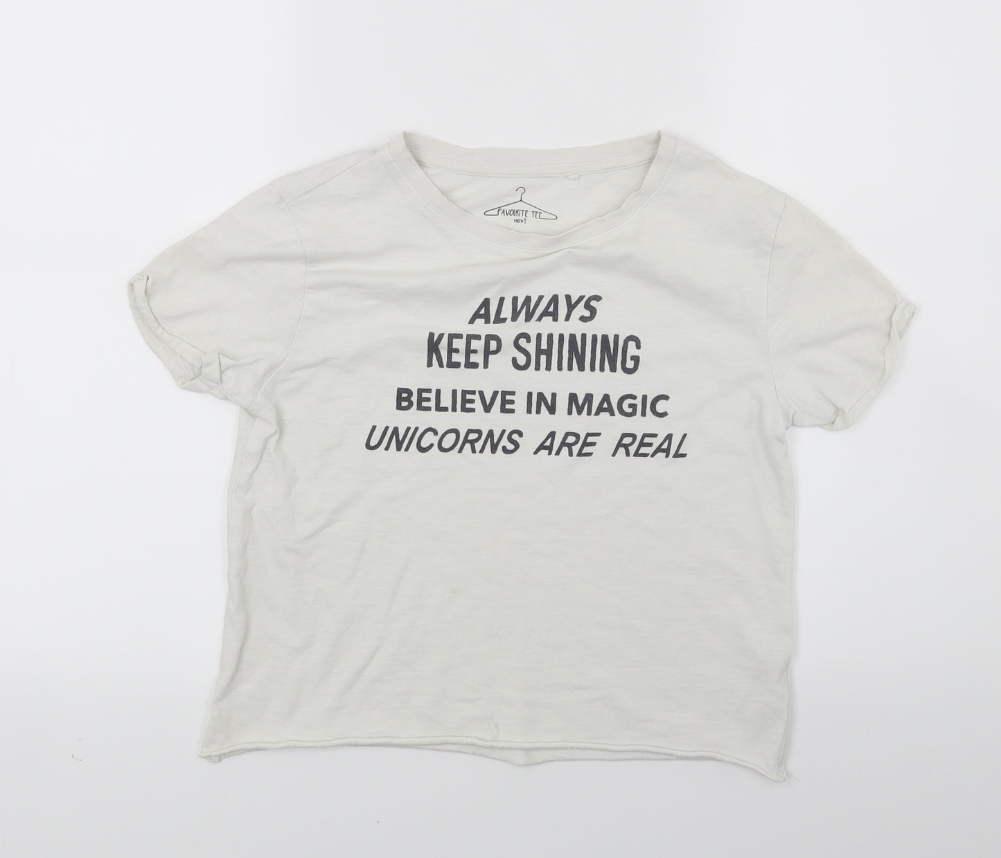 NEXT Girls White   Cropped T-Shirt Size 10 Years  - Unicorns