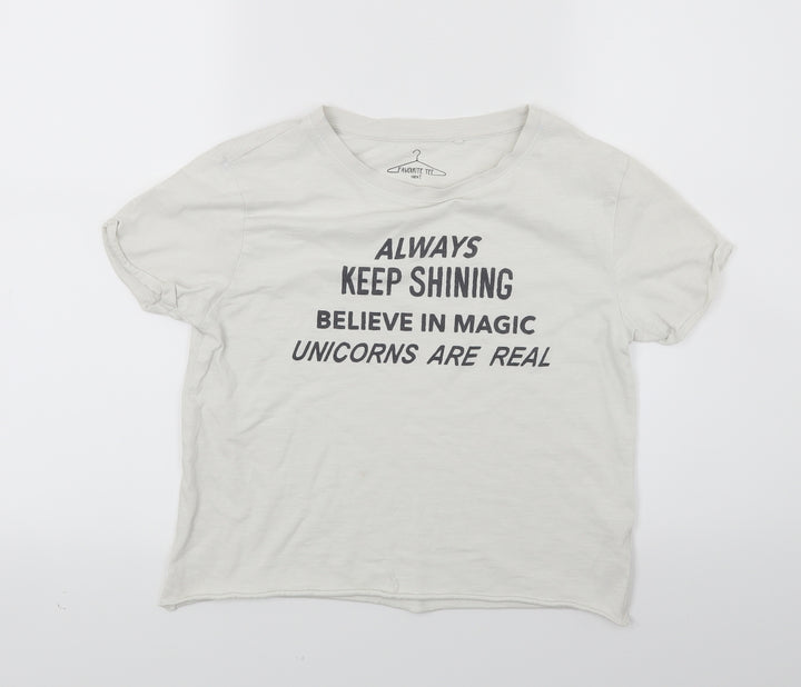 NEXT Girls White   Cropped T-Shirt Size 10 Years  - Unicorns