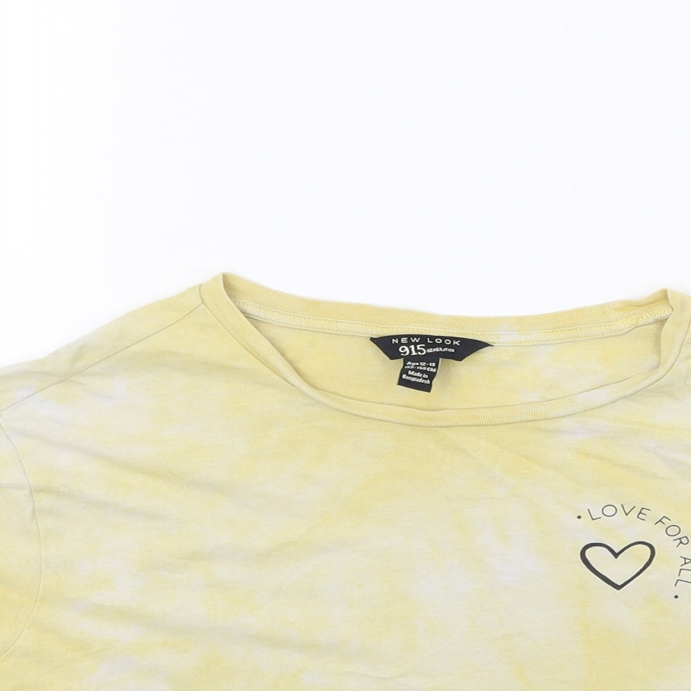New Look Girls Yellow   Basic T-Shirt Size 13 Years  - Love