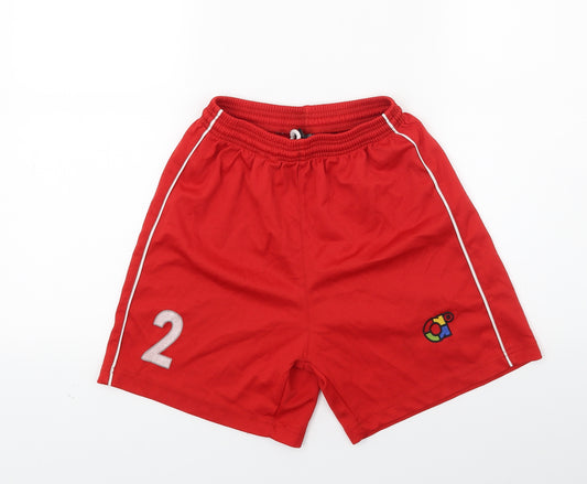 Front view of Arora boys’ red bermuda shorts, size 14-15, years - number 2