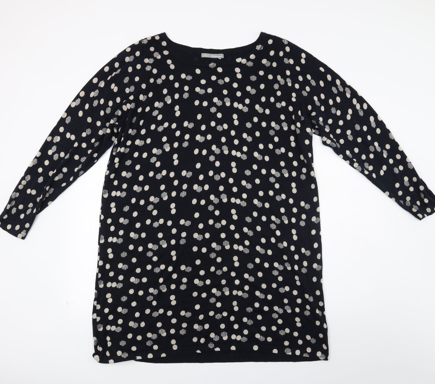 Marks and Spencer Womens Blue Polka Dot Knit Jumper Dress  Size 22
