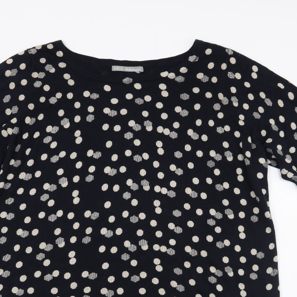 Marks and Spencer Womens Blue Polka Dot Knit Jumper Dress  Size 22